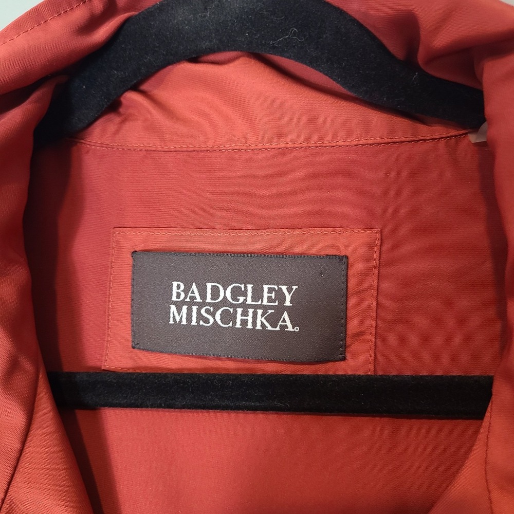 Badgley Mischka women coat‎ jacket hooded sz M $189 Rust Red Spring - Picture 5 of 12
